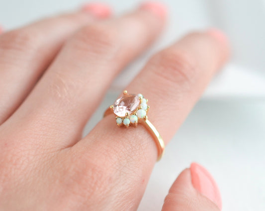 Ari Morganite & Opal Ring