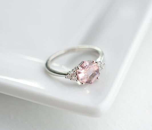 Amber Hexagon Morganite Ring