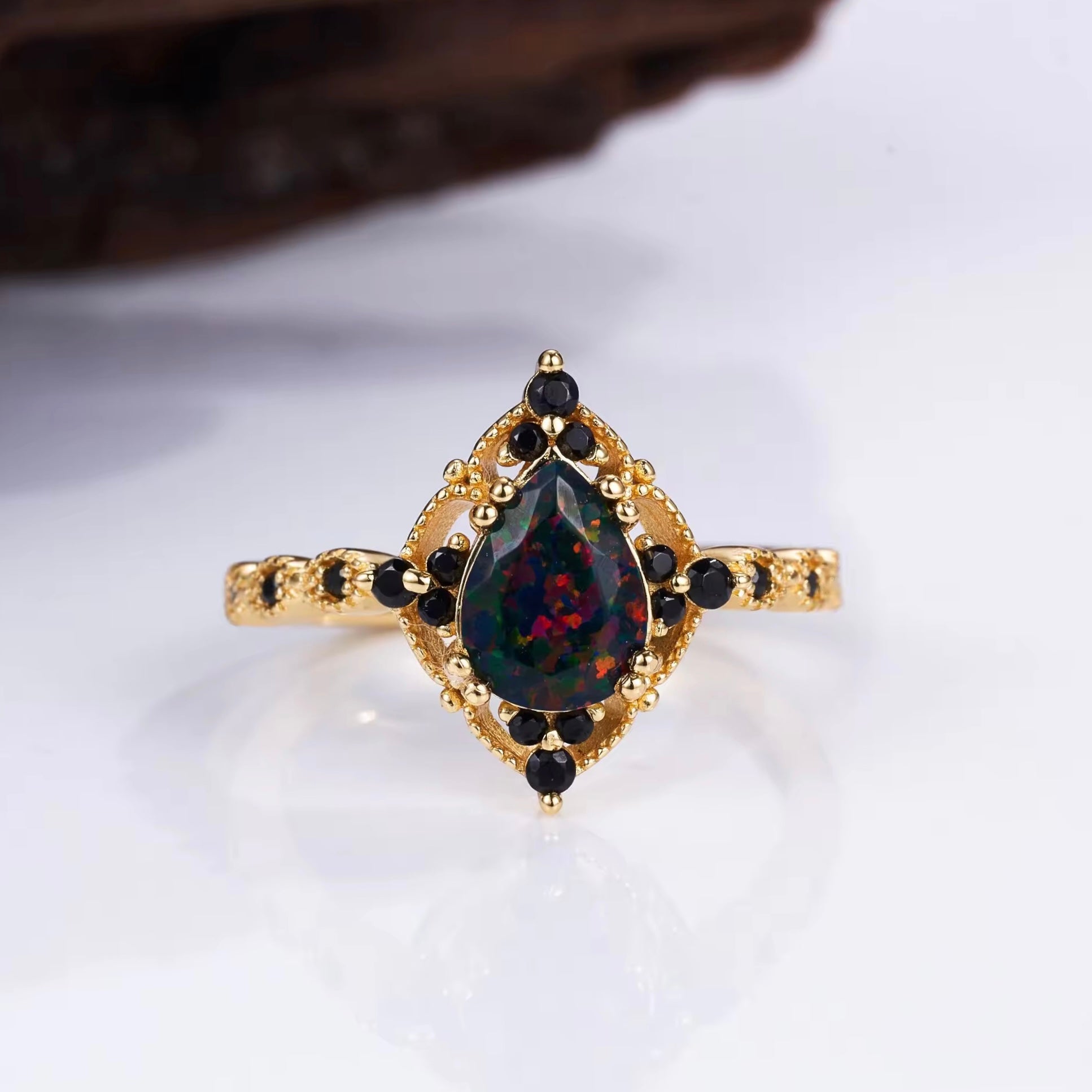 Gloria Black Opal Ring