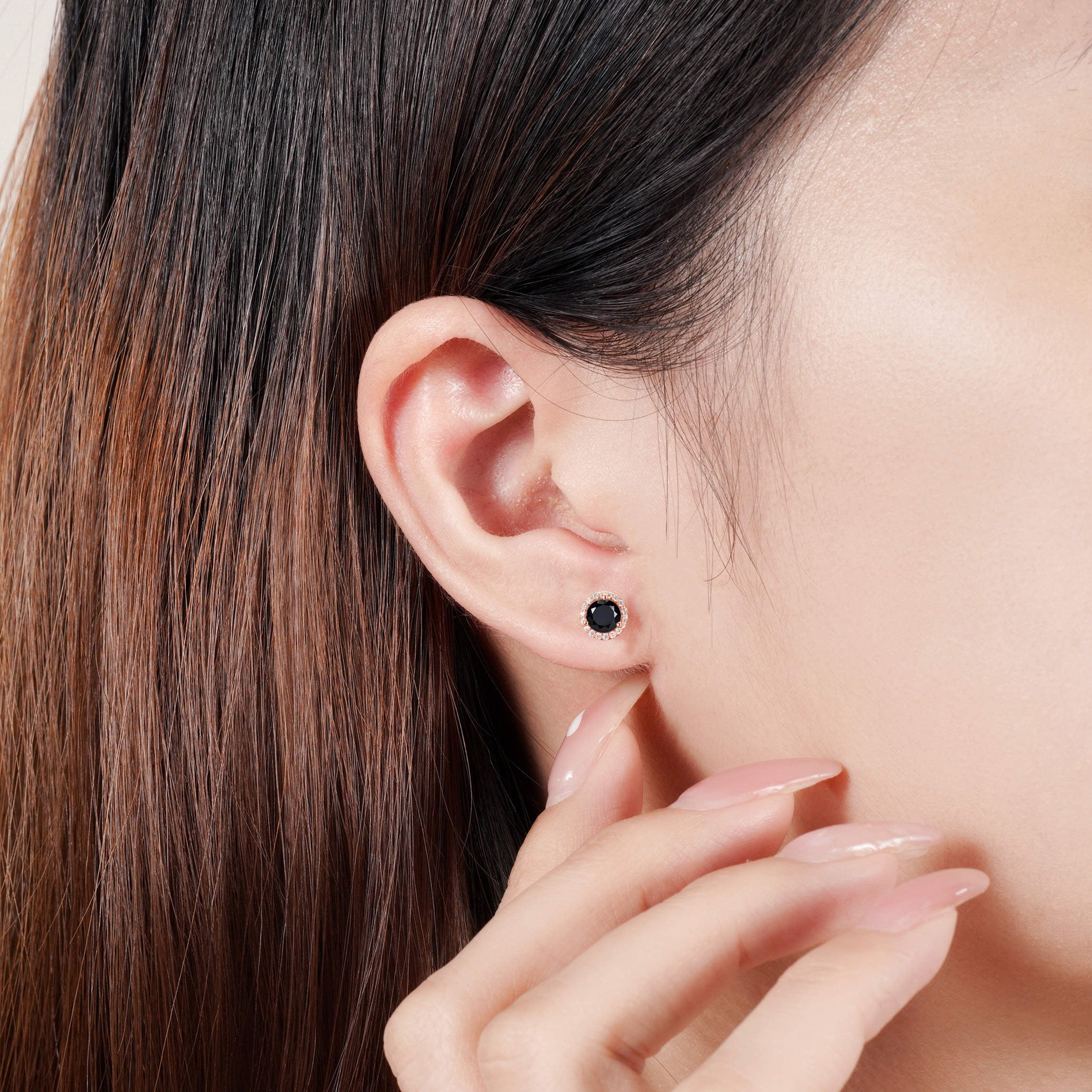 Jia Black Onyx Earrings Rose Gold
