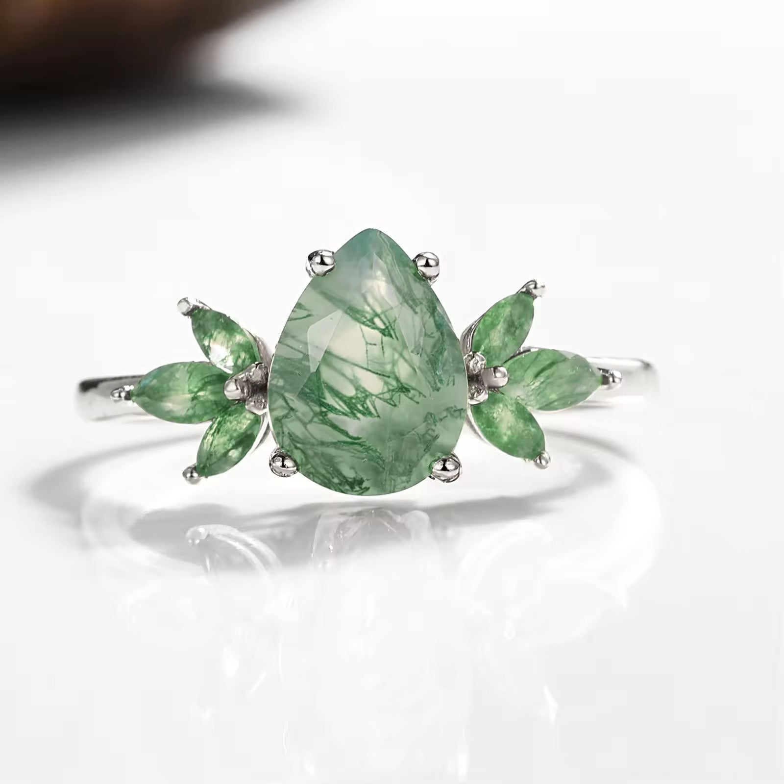 Ivy Moss Agate Quartz Ring Sterling Silver