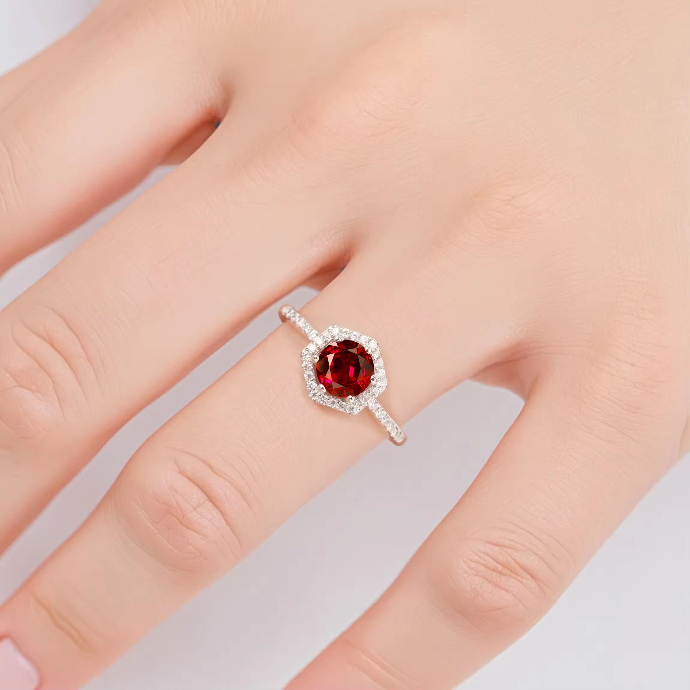 Eva Ruby Ring Sterling Silver