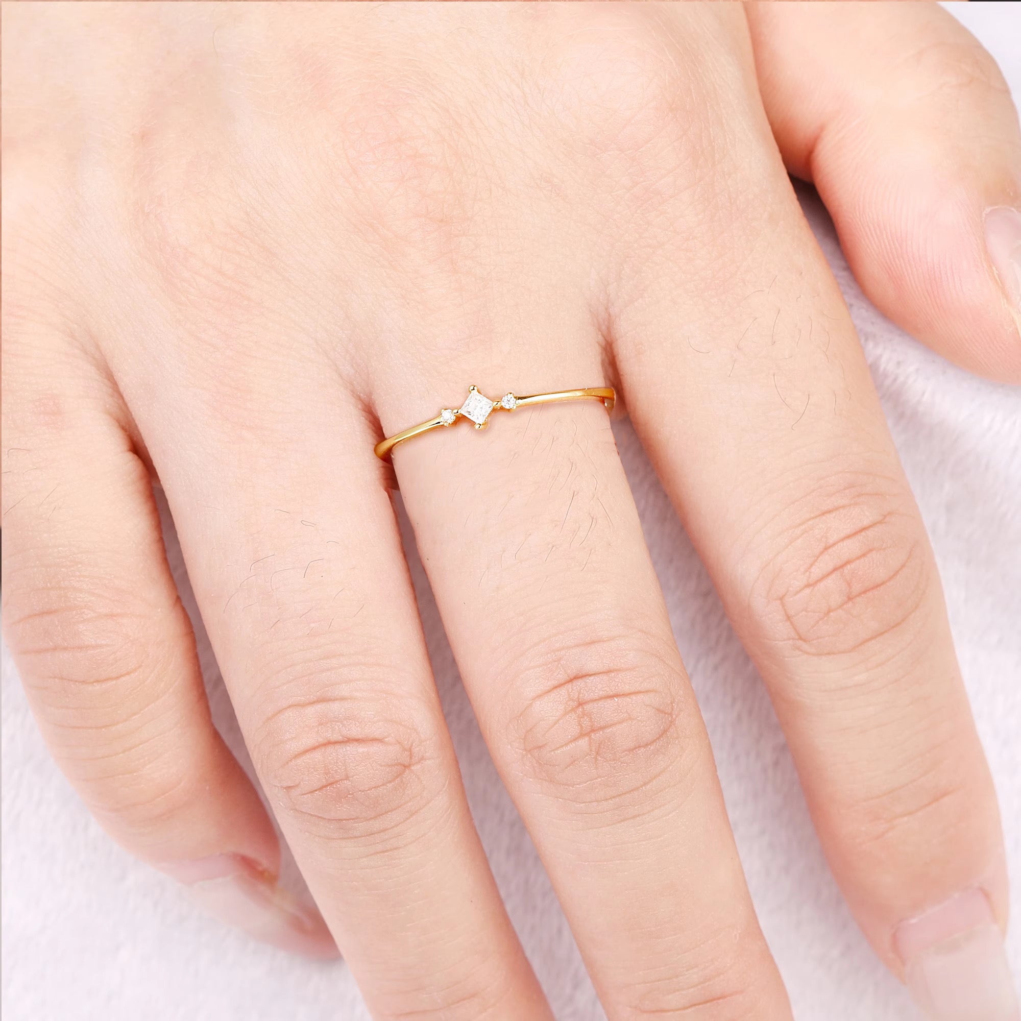 Koi Moissanite Dainty Ring Gold