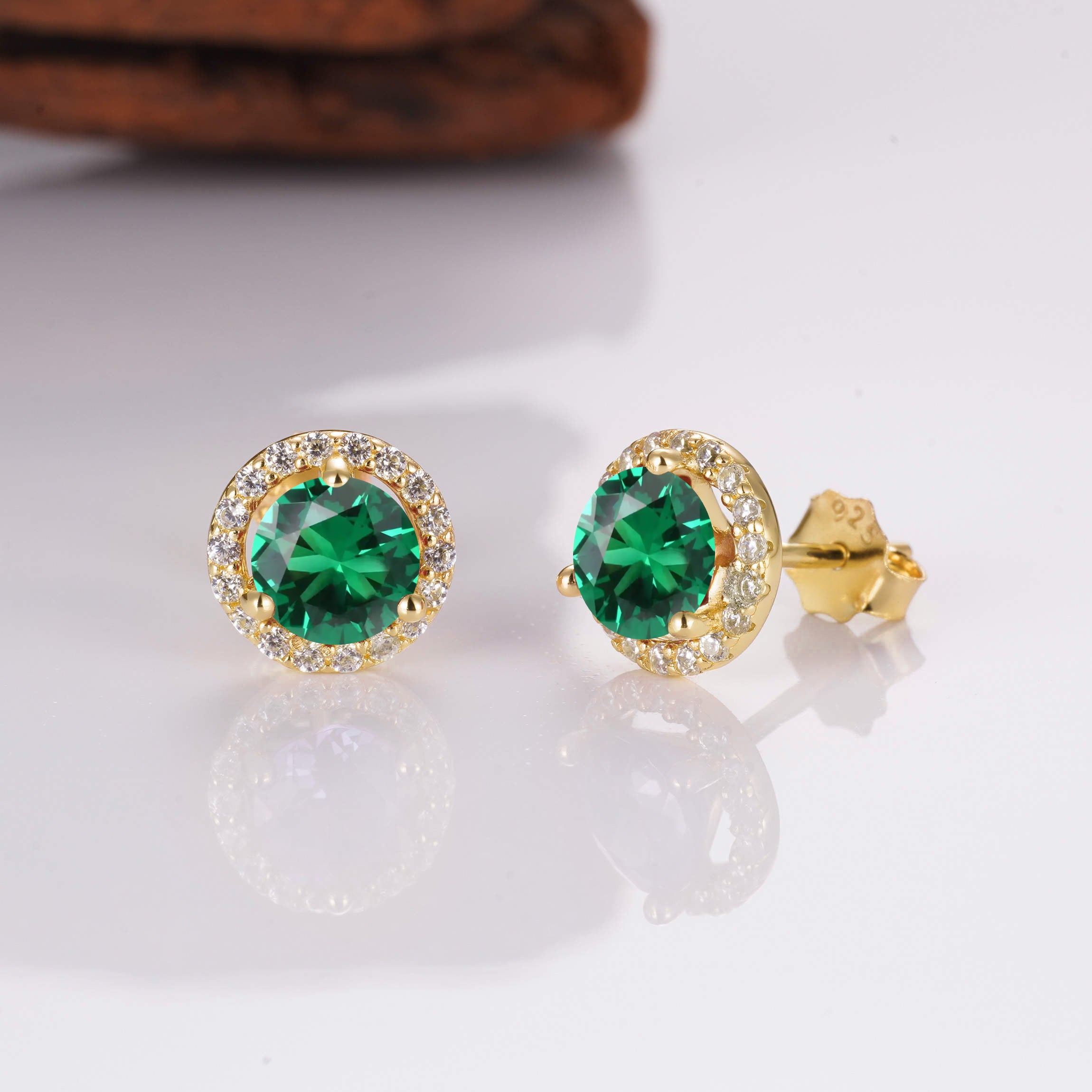Jia Emerald Earrings Rose Gold