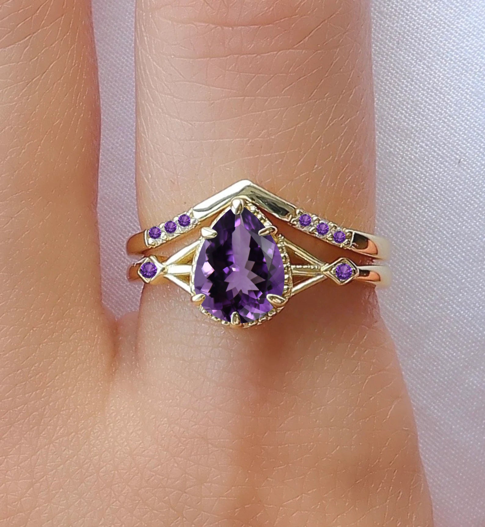 Emily Amethyst Ring Set