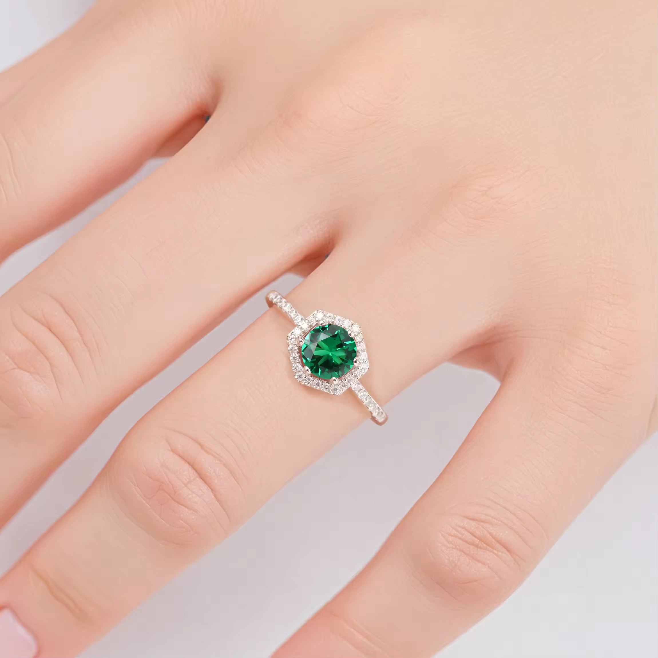 Eva Emerald Ring Sterling Silver