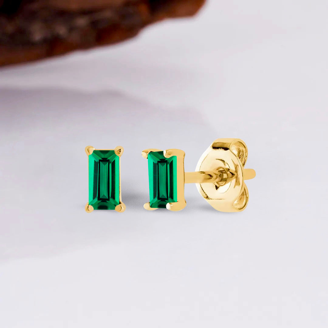 Pia 14k Solid Gold Emerald Earrings