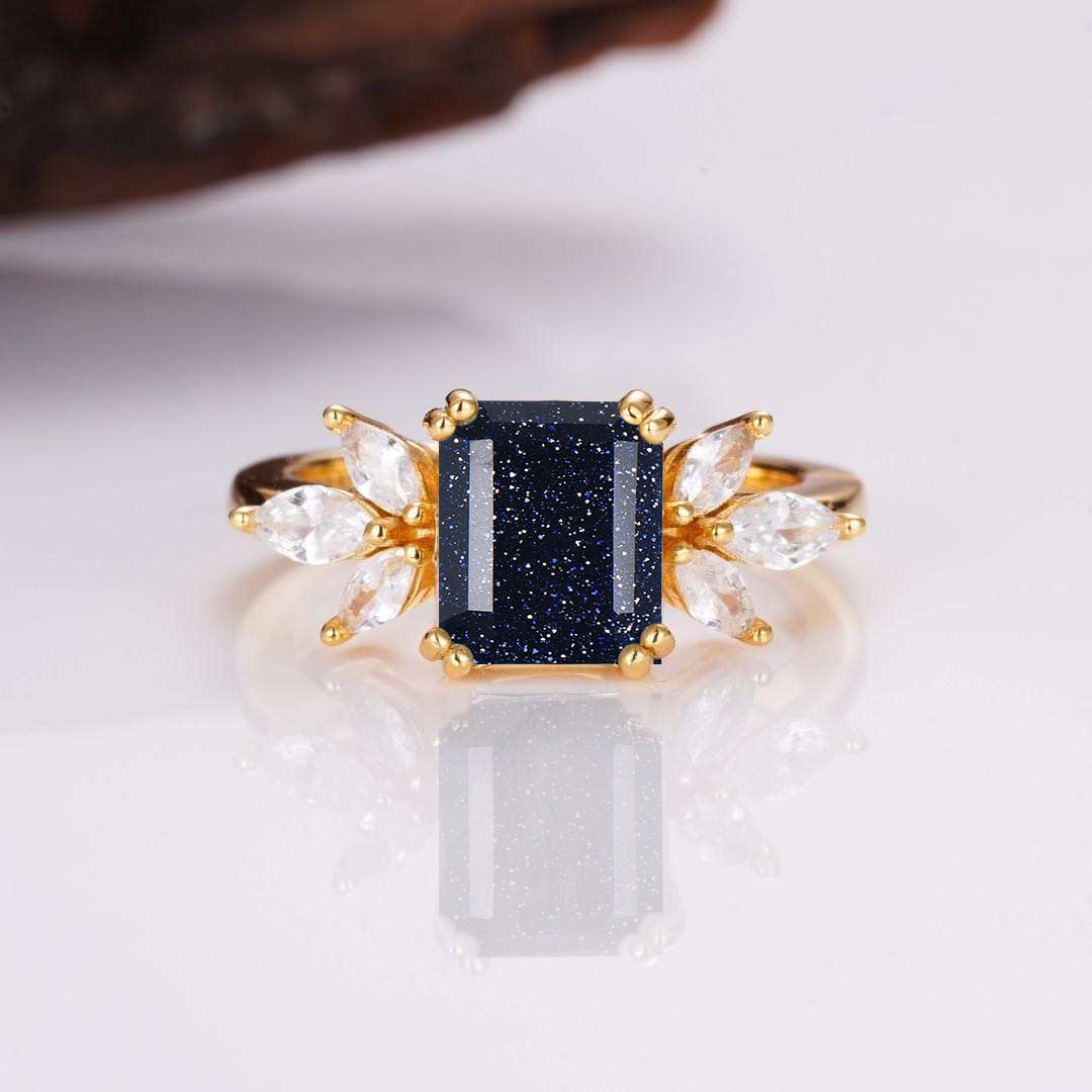 Ivy Blue Sandstone Ring Gold