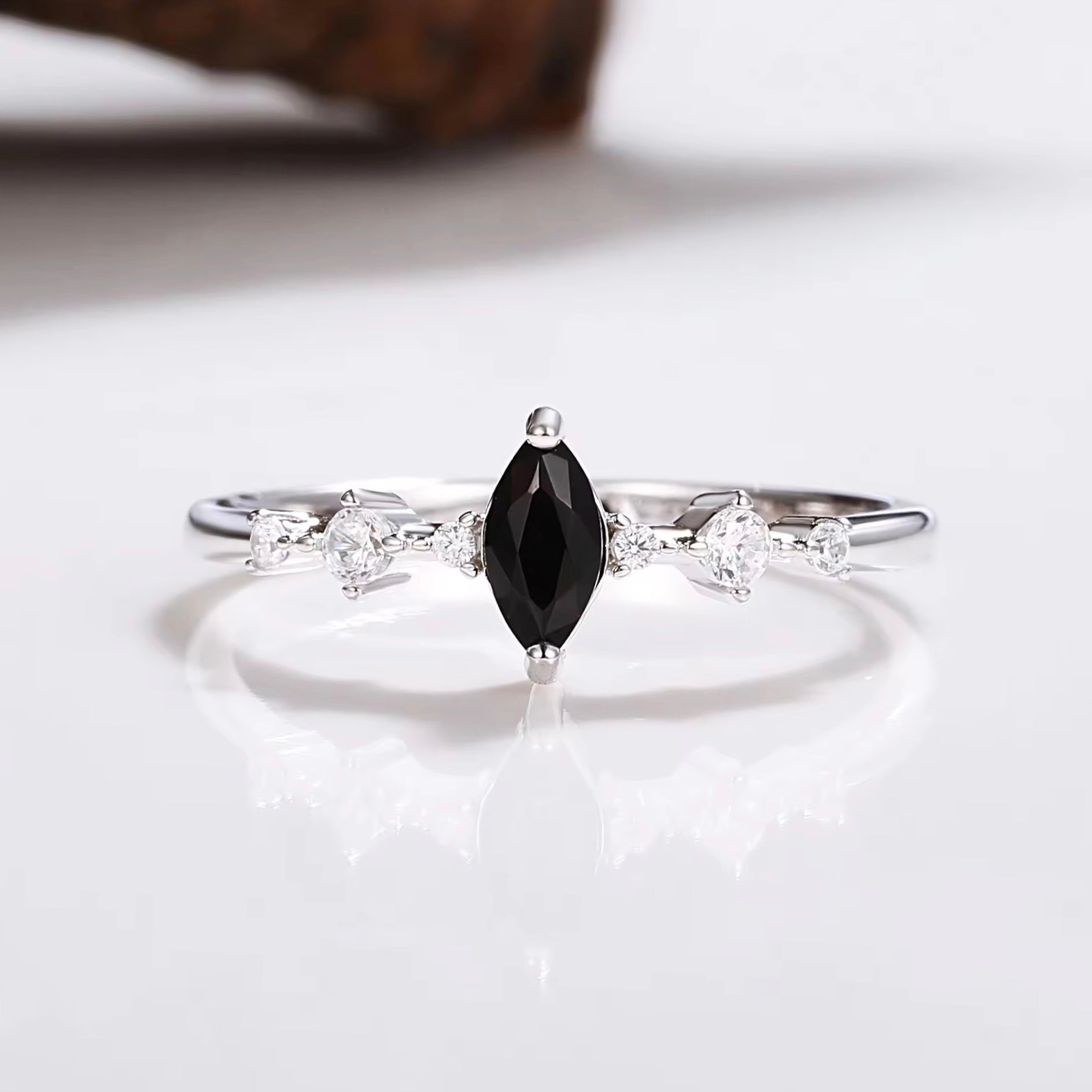Ava Black Onyx Ring Sterling Silver