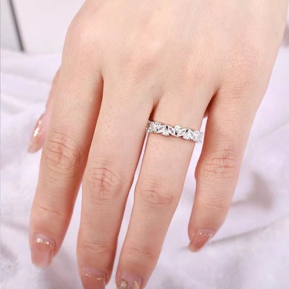 Abi Moissanite Marquise and Round Wedding Band Gold