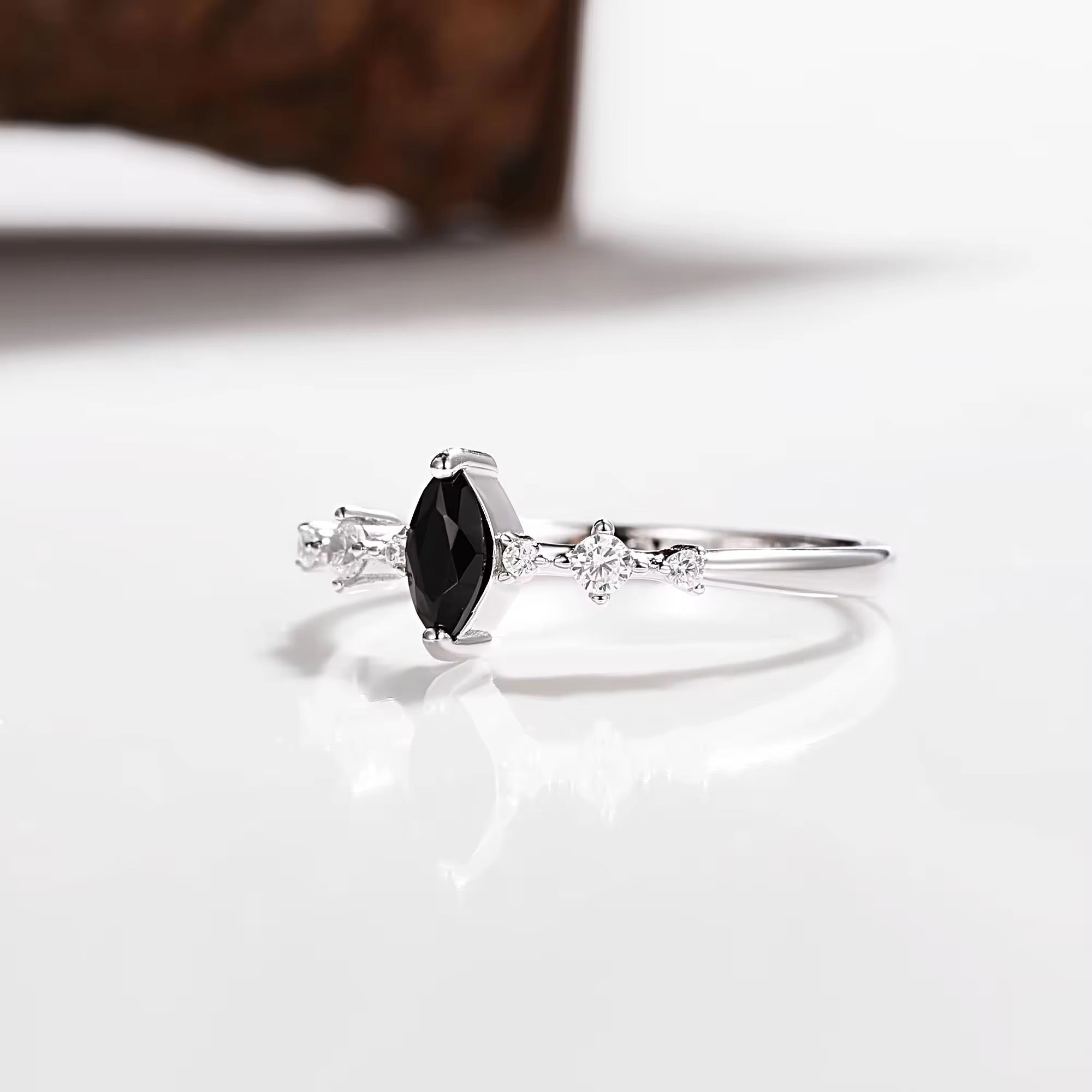 Ava Black Onyx Ring Sterling Silver