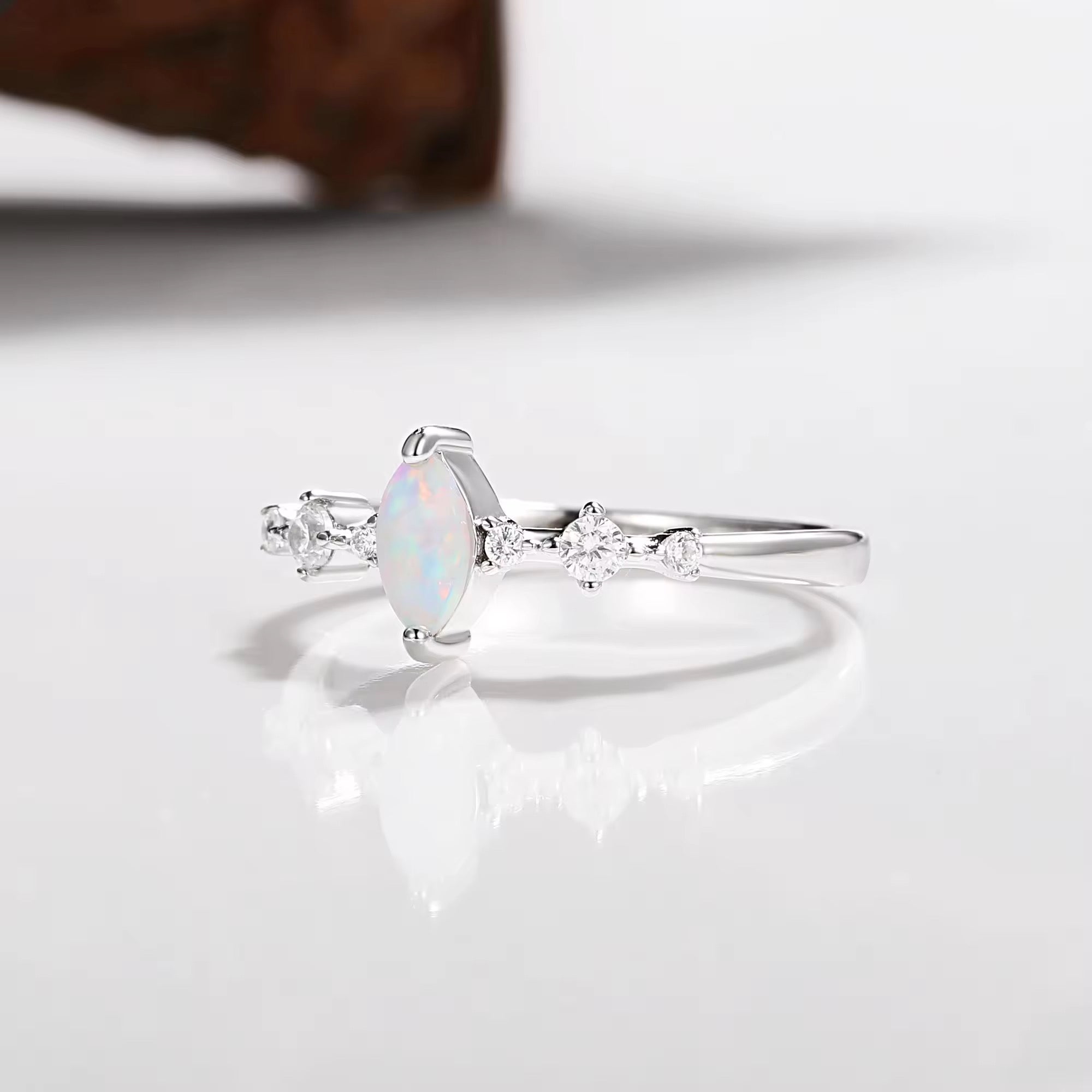 Ava Opal Ring Sterling Silver