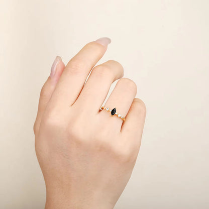 Ava Black Onyx Ring Gold