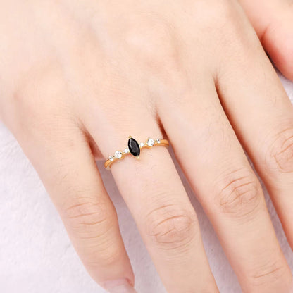 Ava Black Onyx Ring Gold