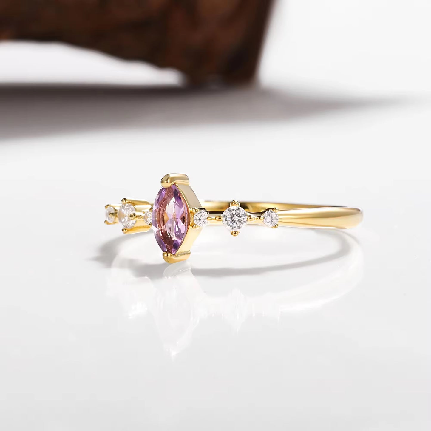 Ava Amethyst Ring Gold