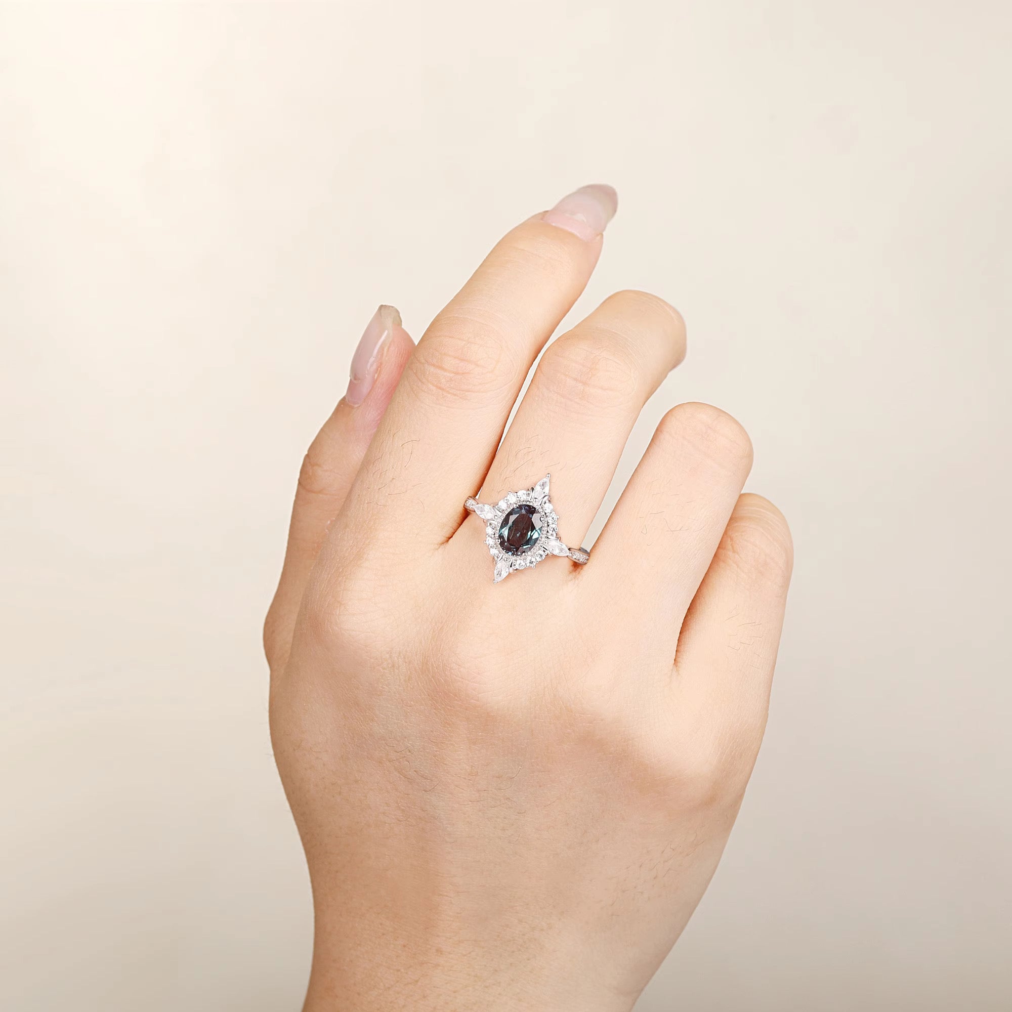 Mia Emerald Ring Sterling Silver