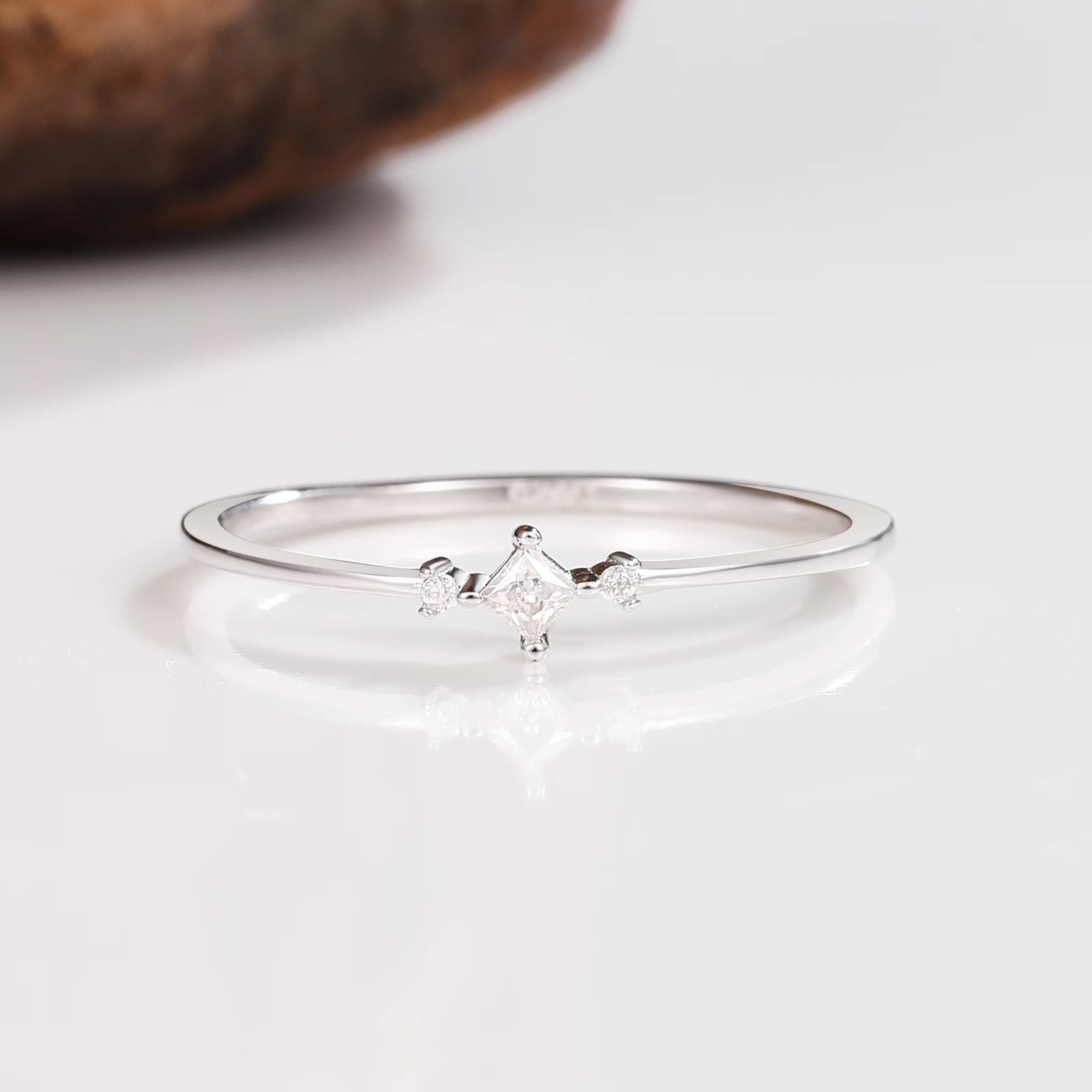 Koi Moissanite Dainty Ring Sterling Silver