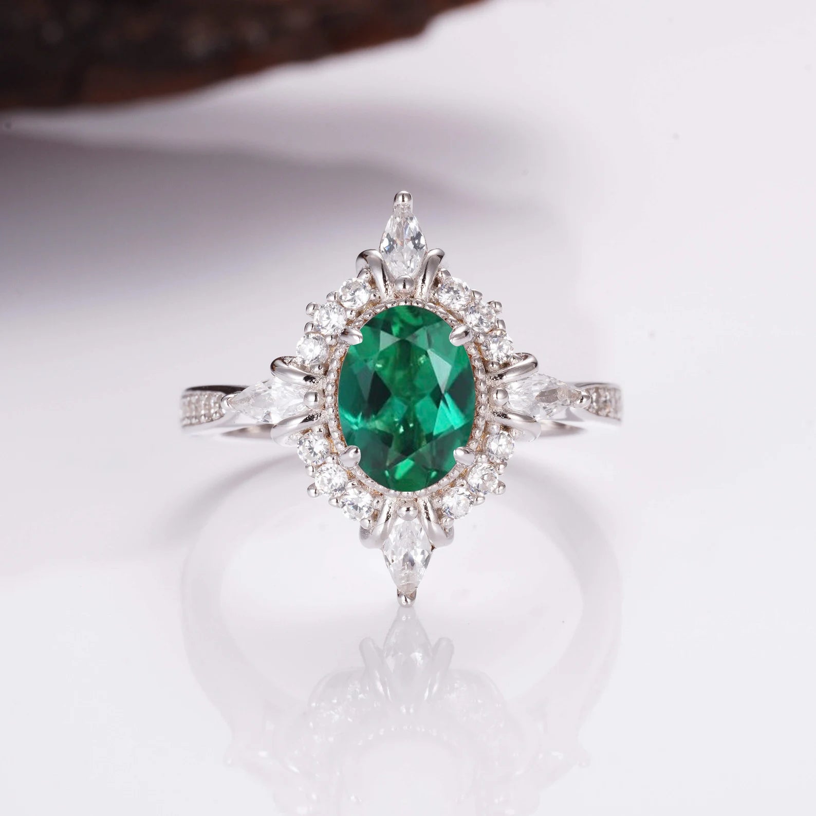 Mia Emerald Ring Sterling Silver