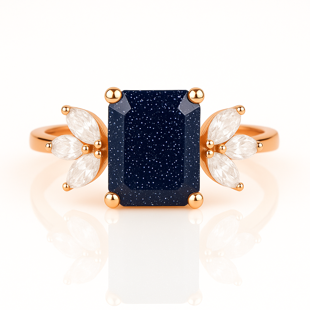 Ivy Blue Sandstone Ring Rose Gold