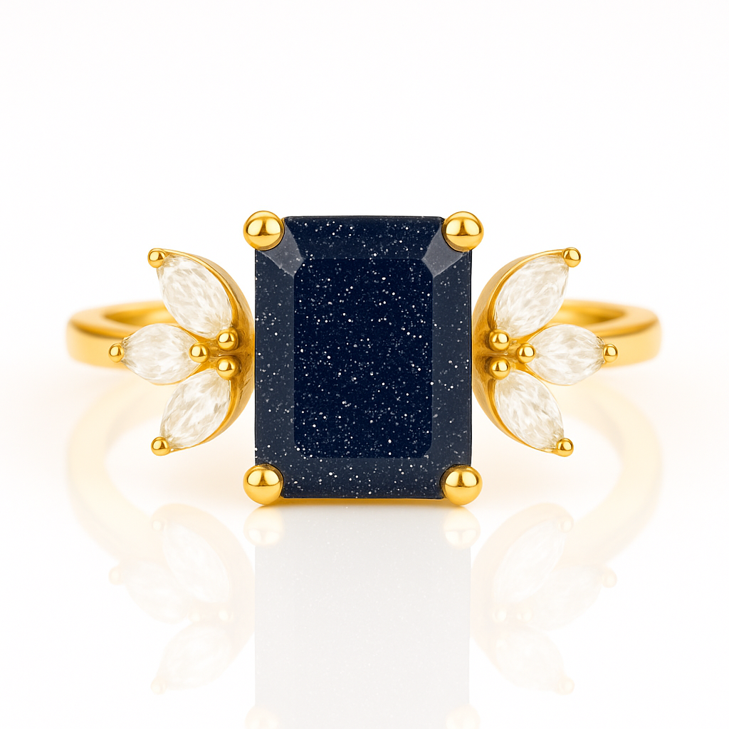 Ivy Blue Sandstone Ring Gold