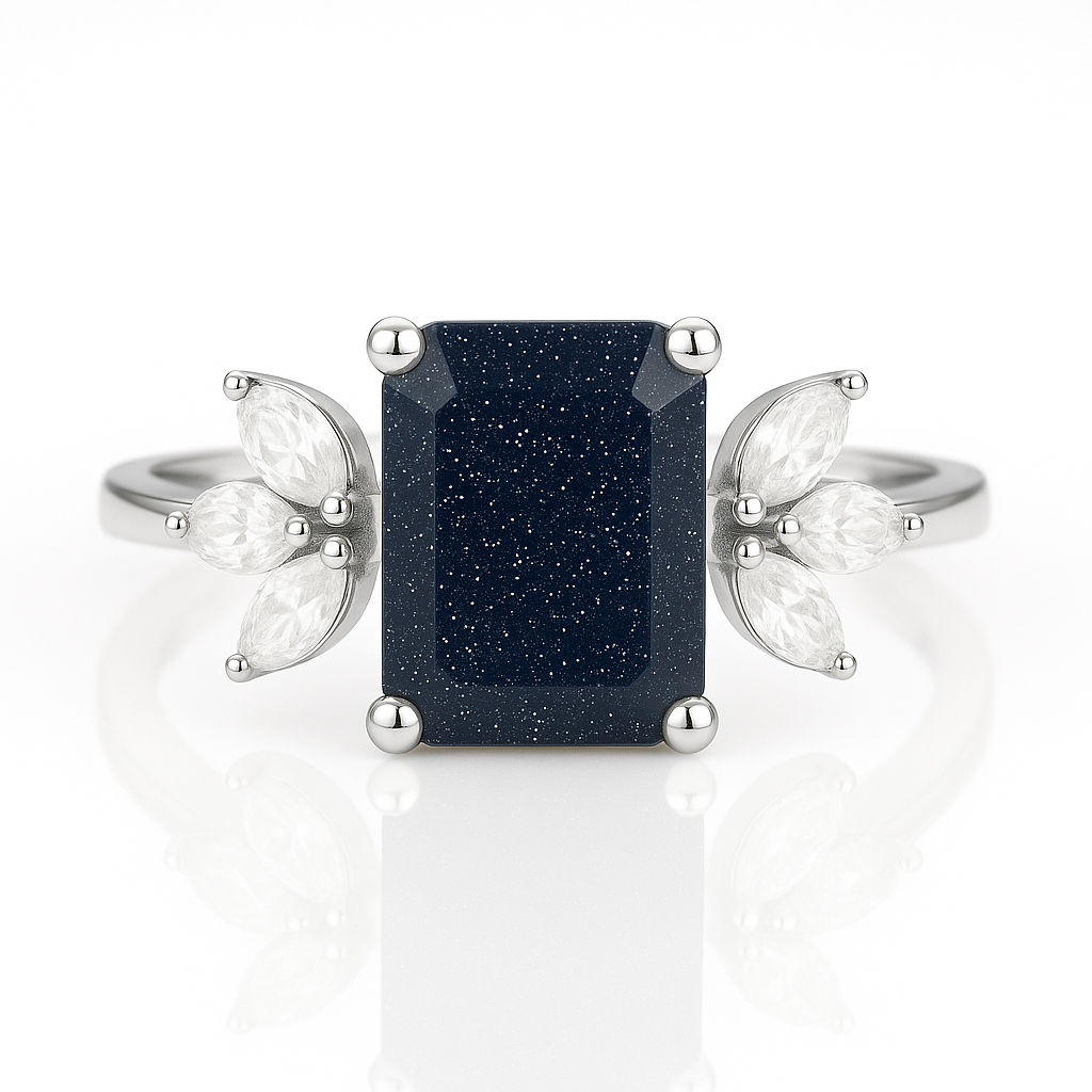 Ivy Blue Sandstone Ring Sterling Silver