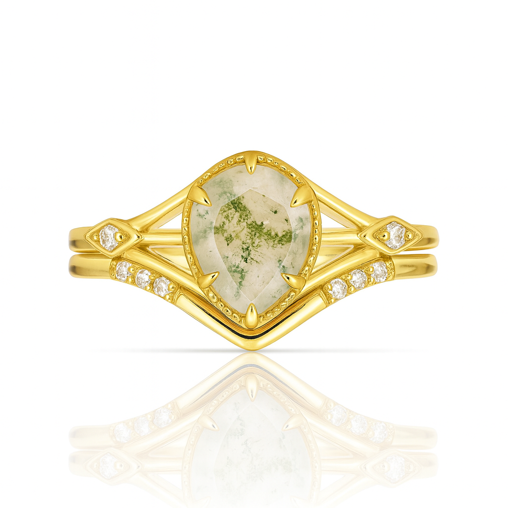 Emily Moss Agate Quartz Ring Set Gold
