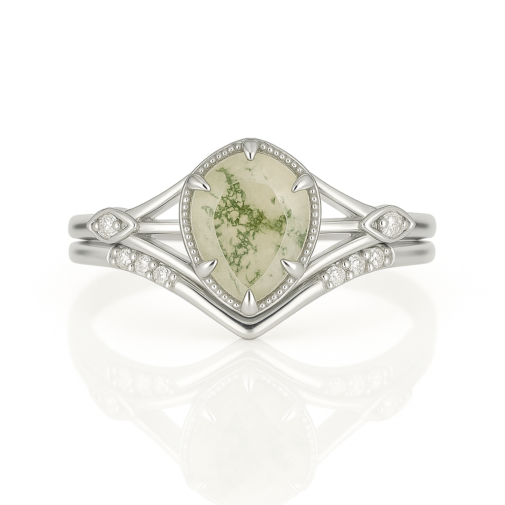 Emily Moss Agate Quartz Ring Set Gold