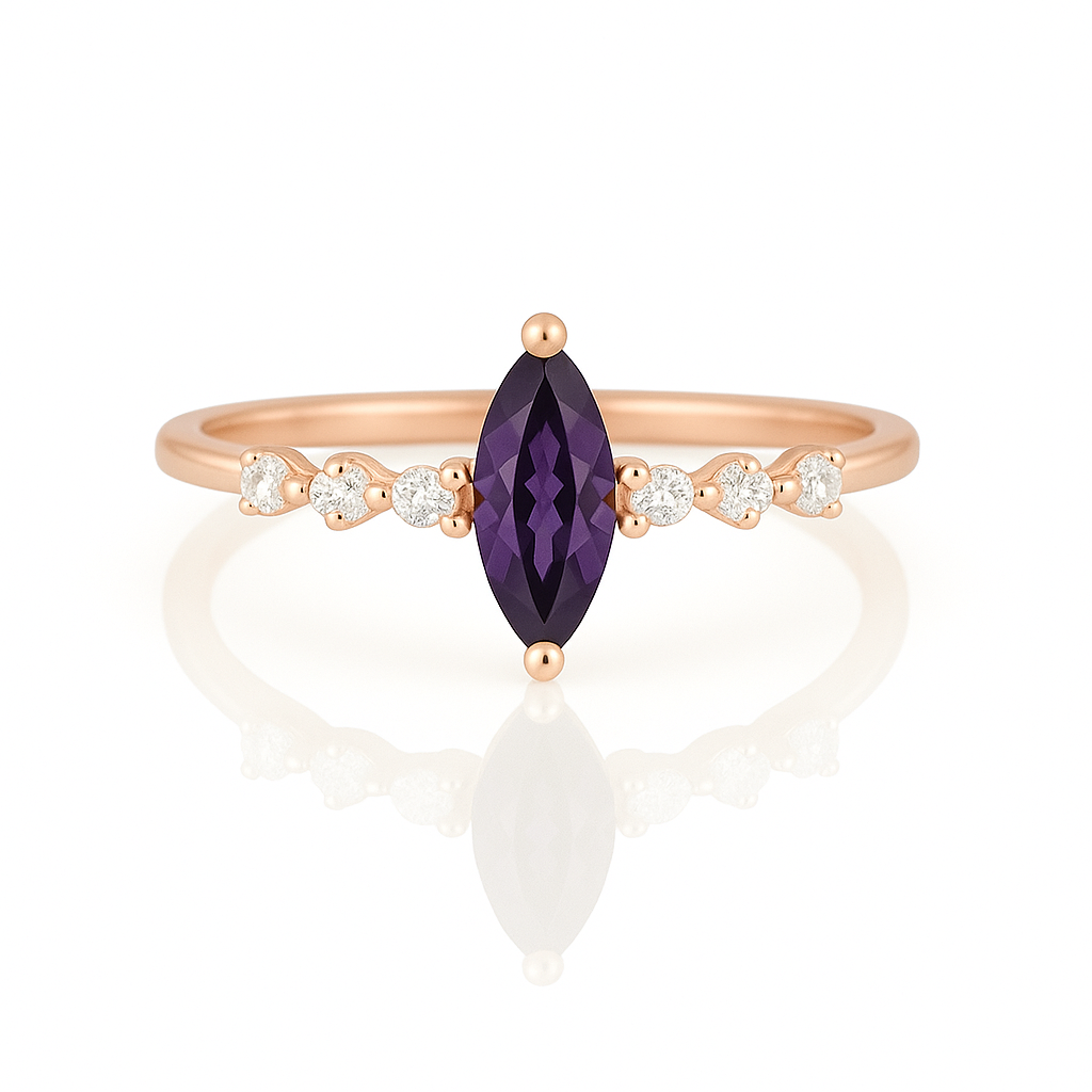 Ava Amethyst Ring Rose Gold