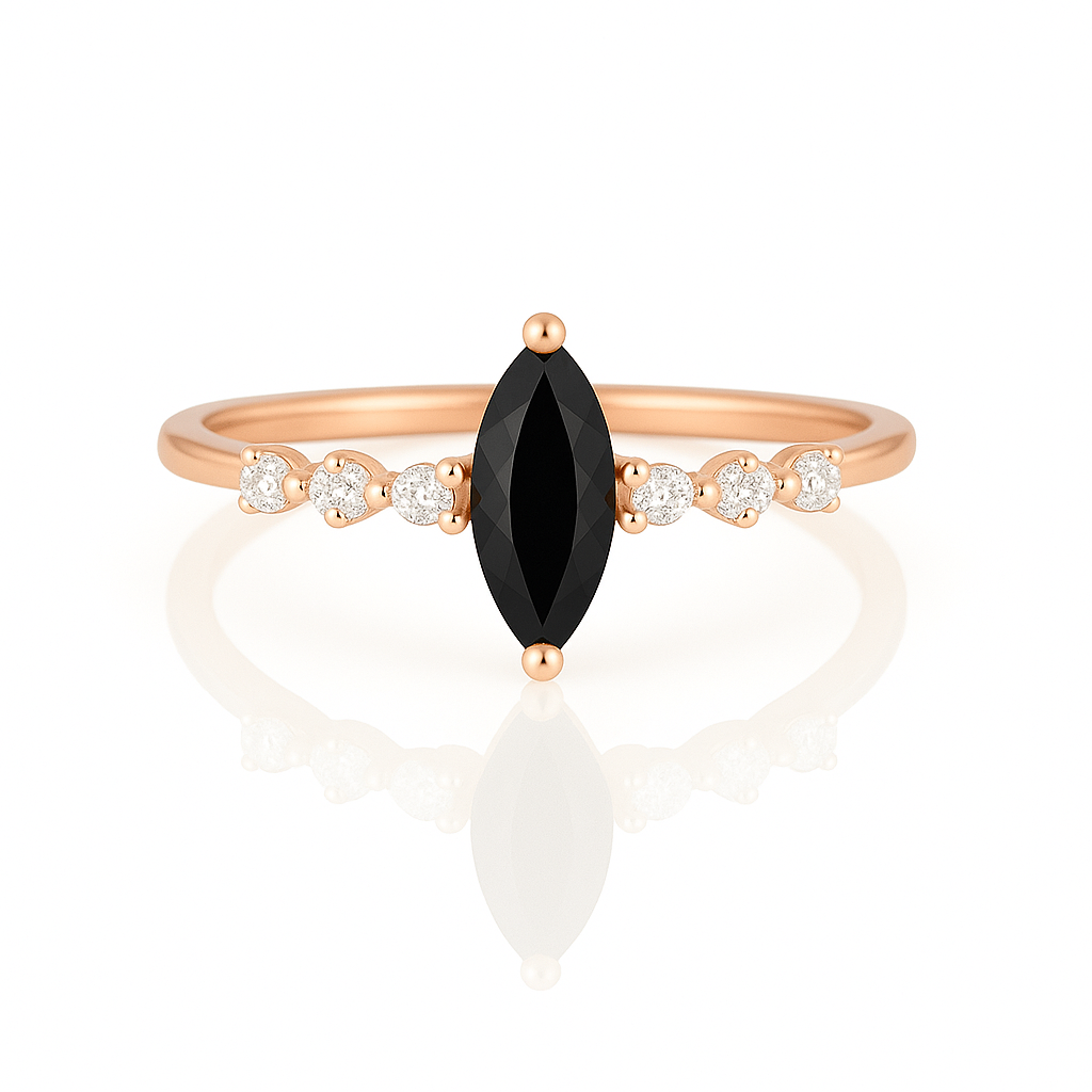 Ava Black Onyx Ring Rose Gold