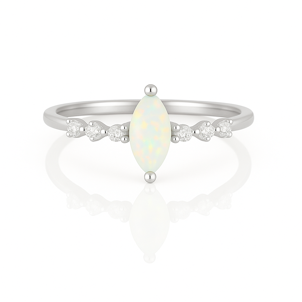 Ava Opal Ring Sterling Silver