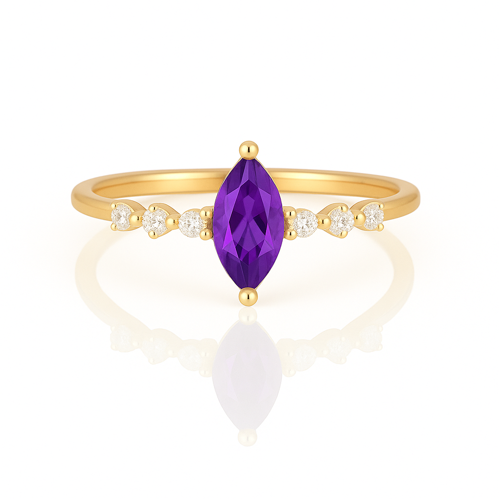 Ava Amethyst Ring Gold