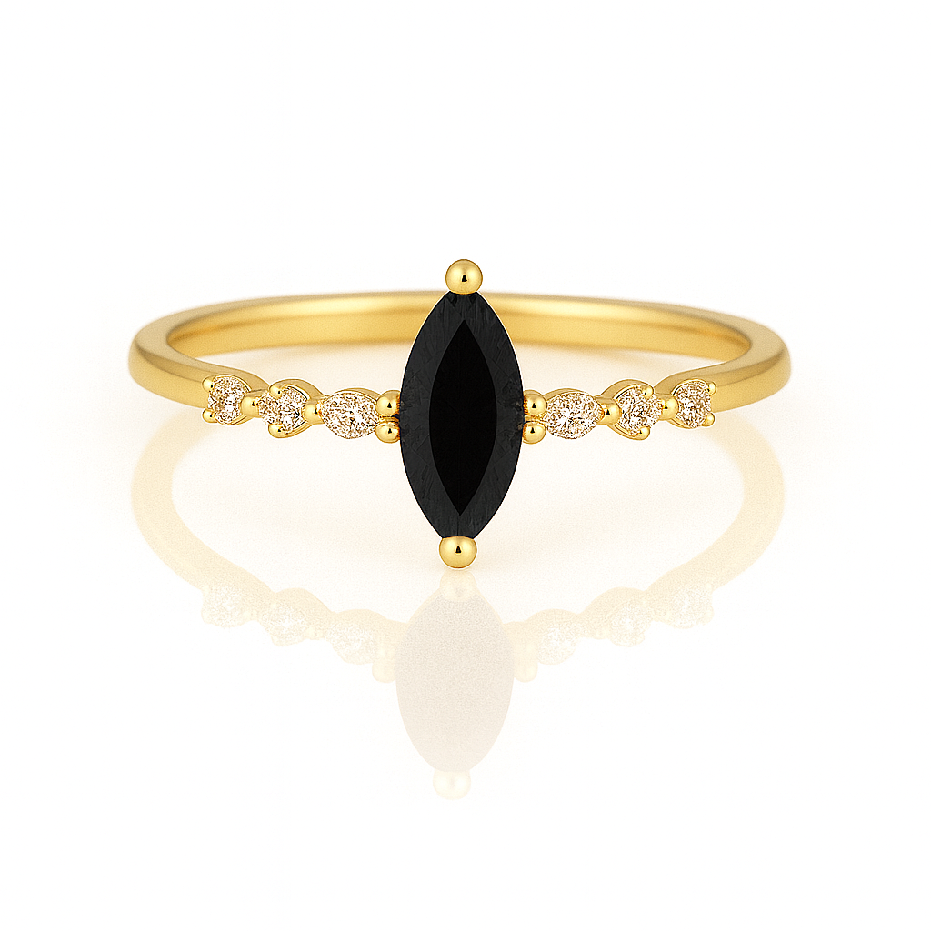 Ava Black Onyx Ring Gold