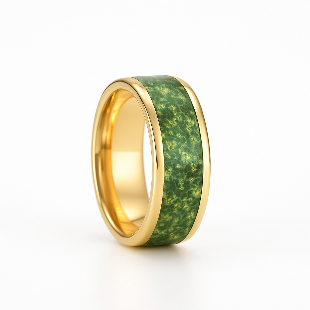 Paul Green Moss Agate Men's Band Gold