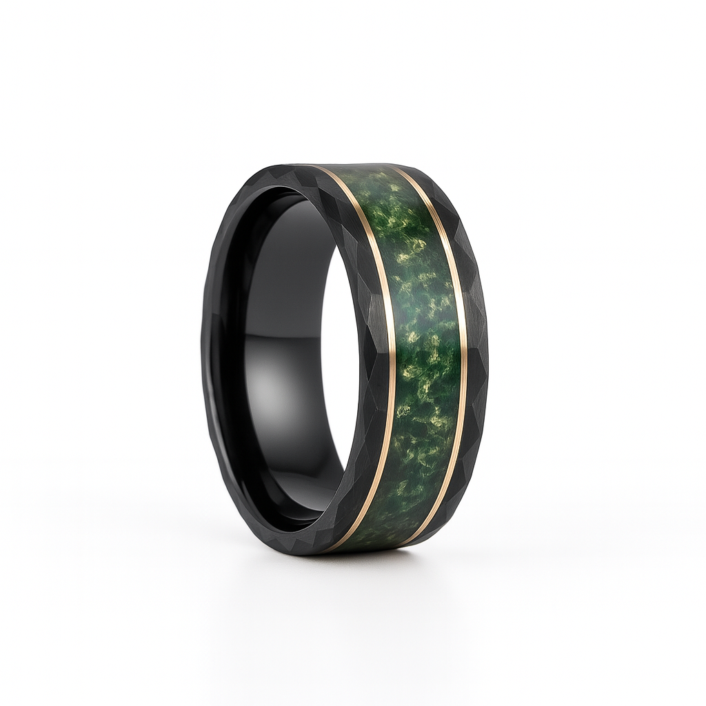 Steve Green Moss Agate Men's Band Rose Gold