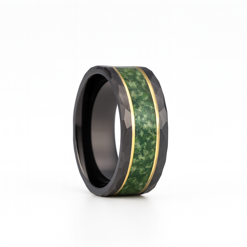 Steve Green Moss Agate Men's Band Gold