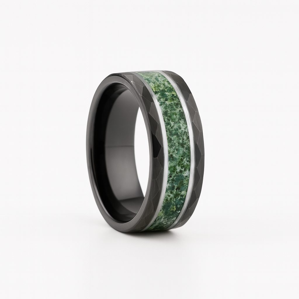 Steve Green Moss Agate Men's Band Silver