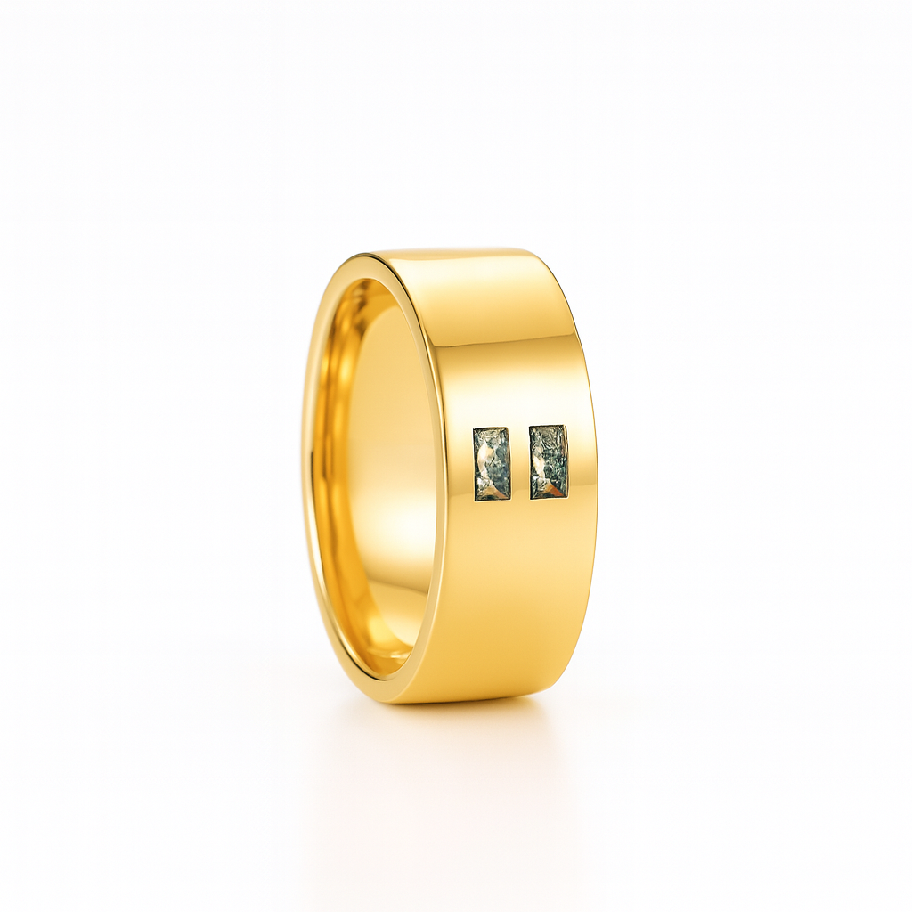 David Green Moss Agate Men's Band Gold