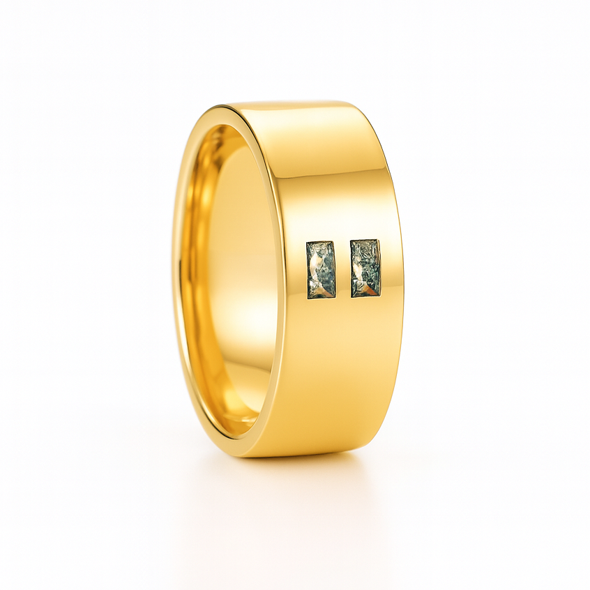 David Green Moss Agate Men's Band Gold