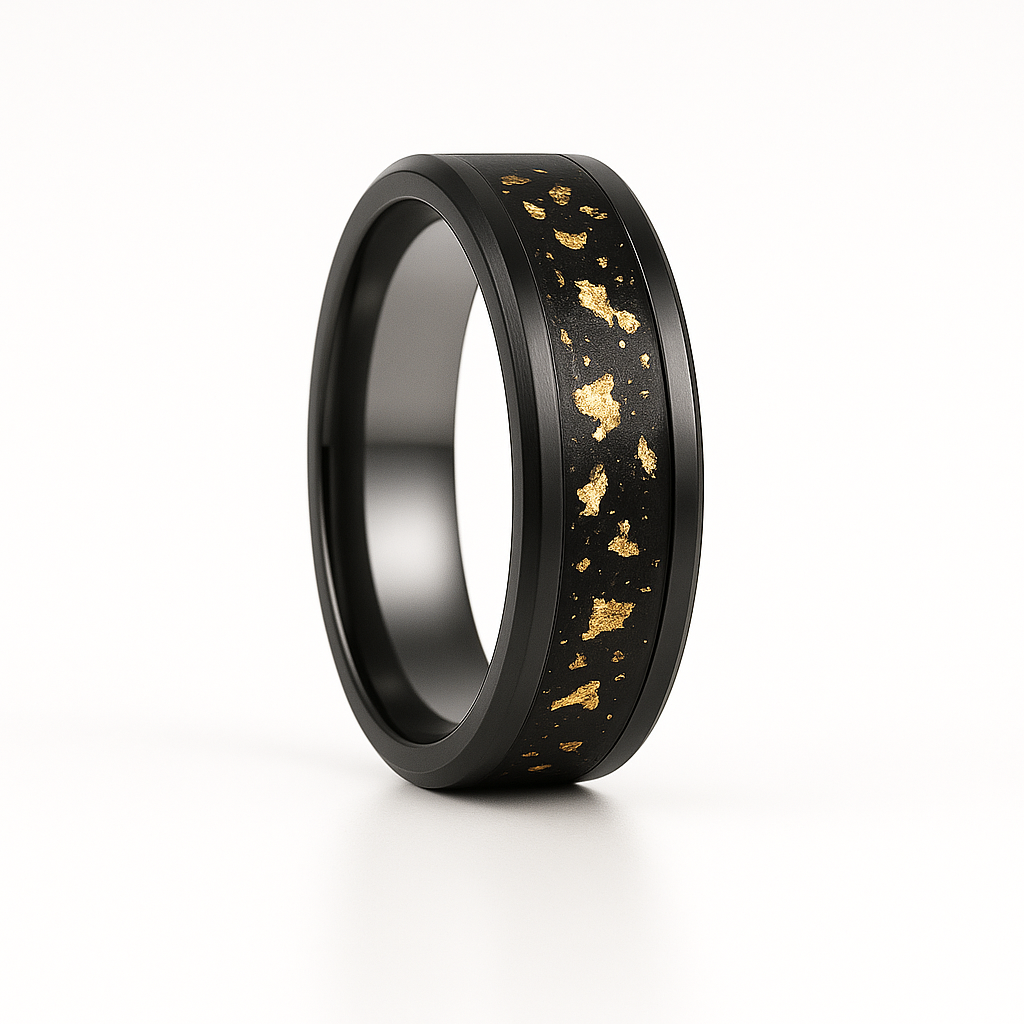 Issac Nebula Men's Gold Leaf Wedding Band