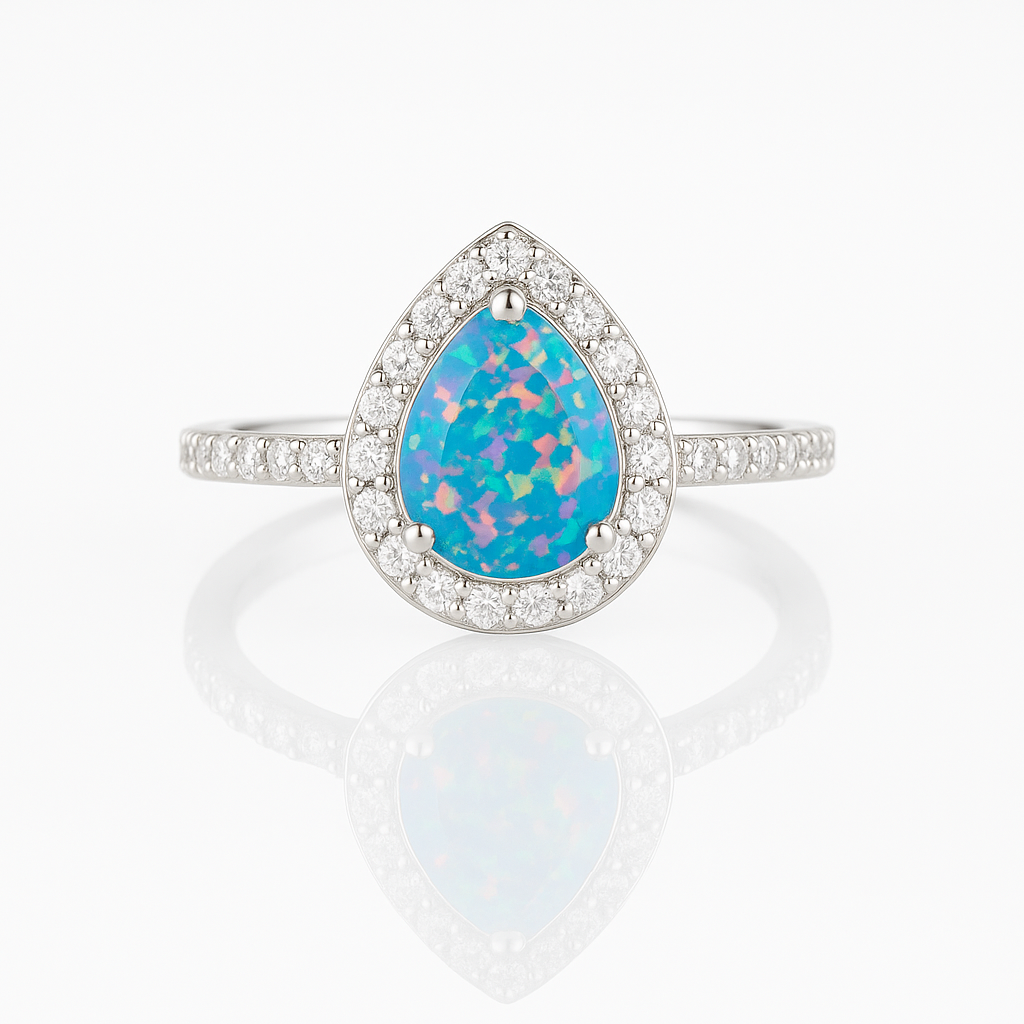 Nia Blue Fire Opal Ring