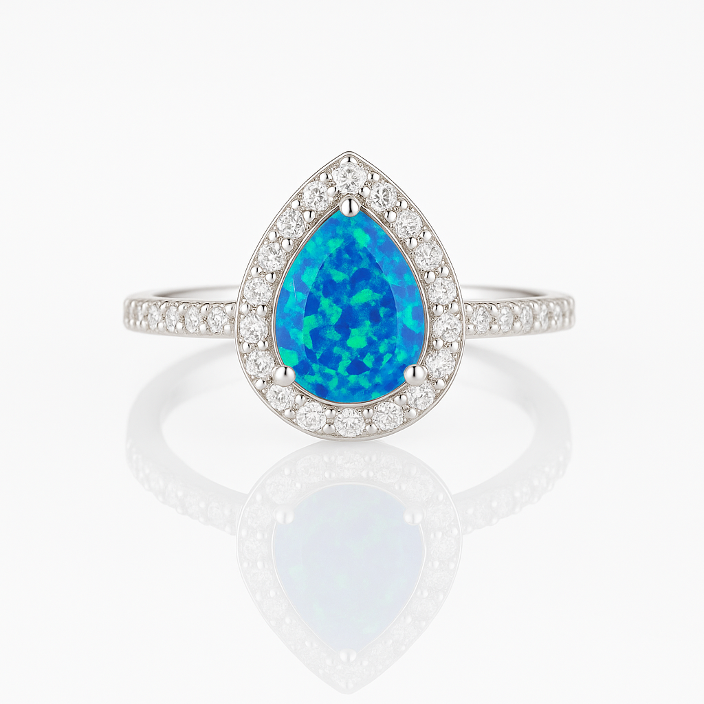 Nia Teal Fire Opal Ring