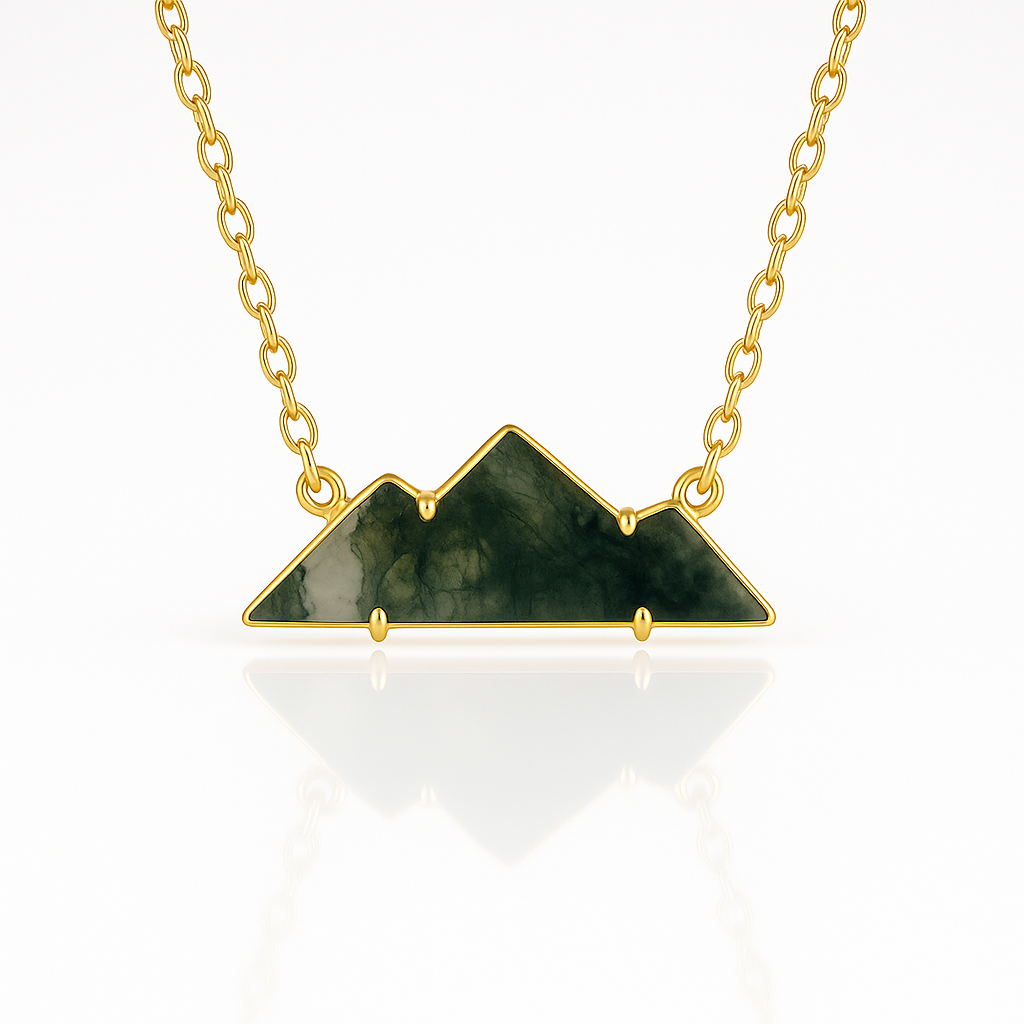 Clara Mountain Moss Agate Necklace Gold