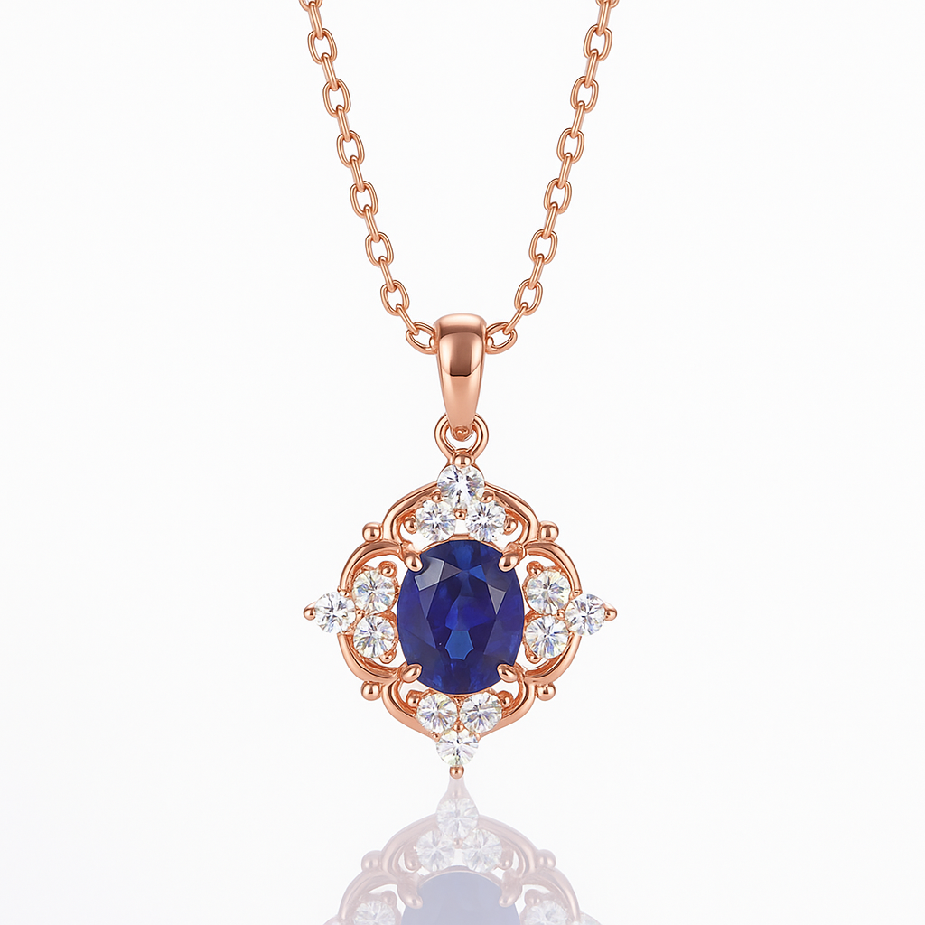 Fia Sapphire Necklace Rose Gold