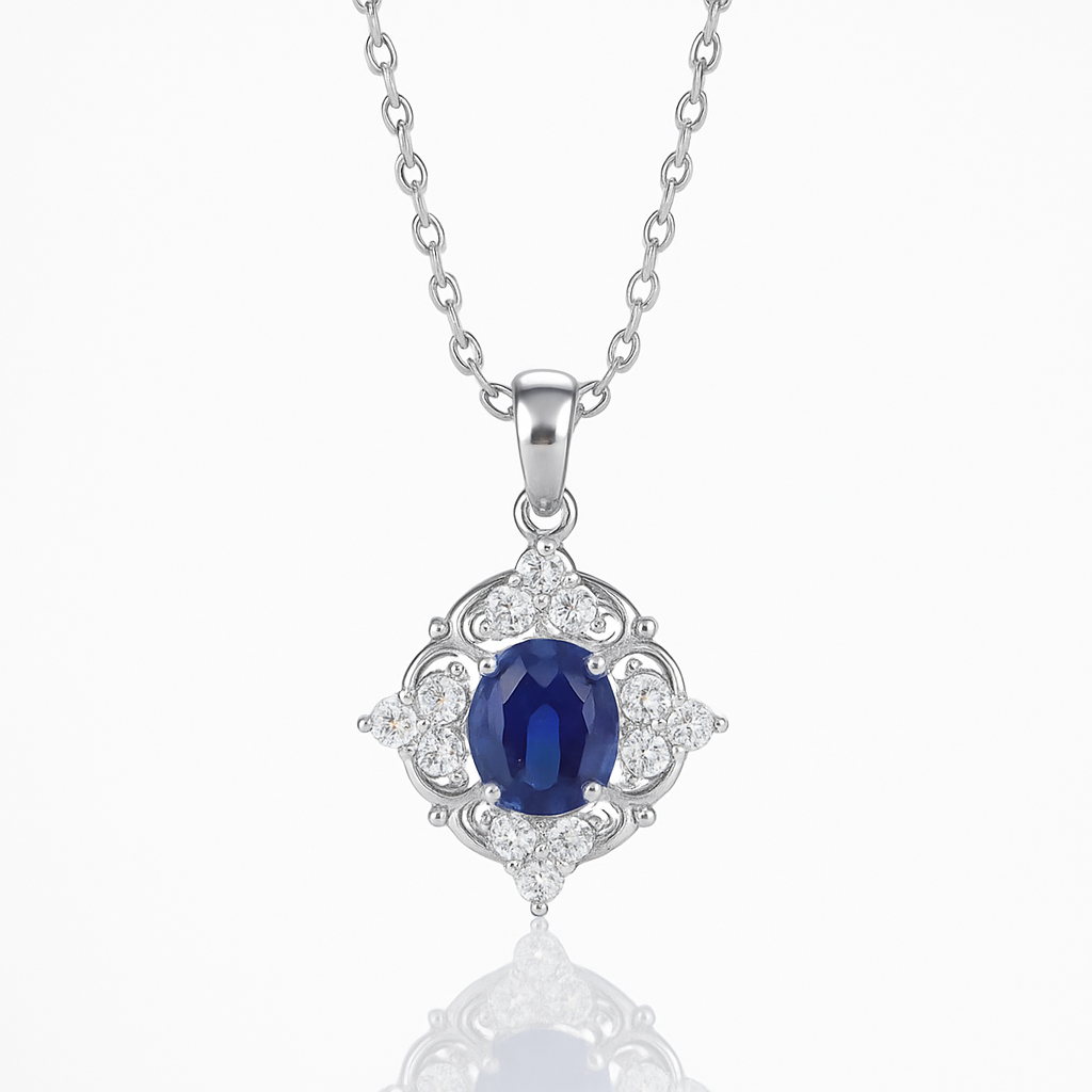 Fia Sapphire Necklace Sterling Silver