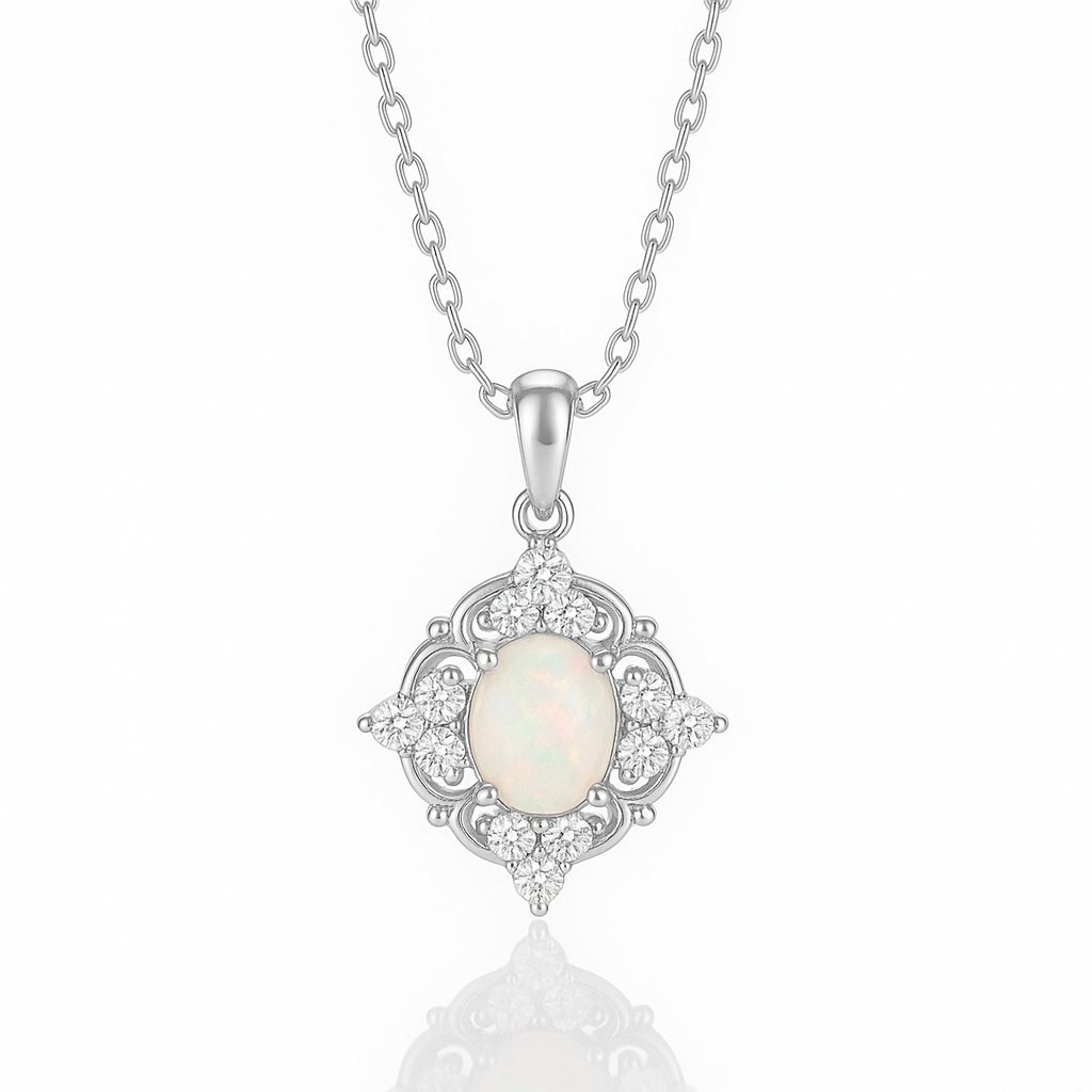 Fia Opal Necklace Sterling Silver