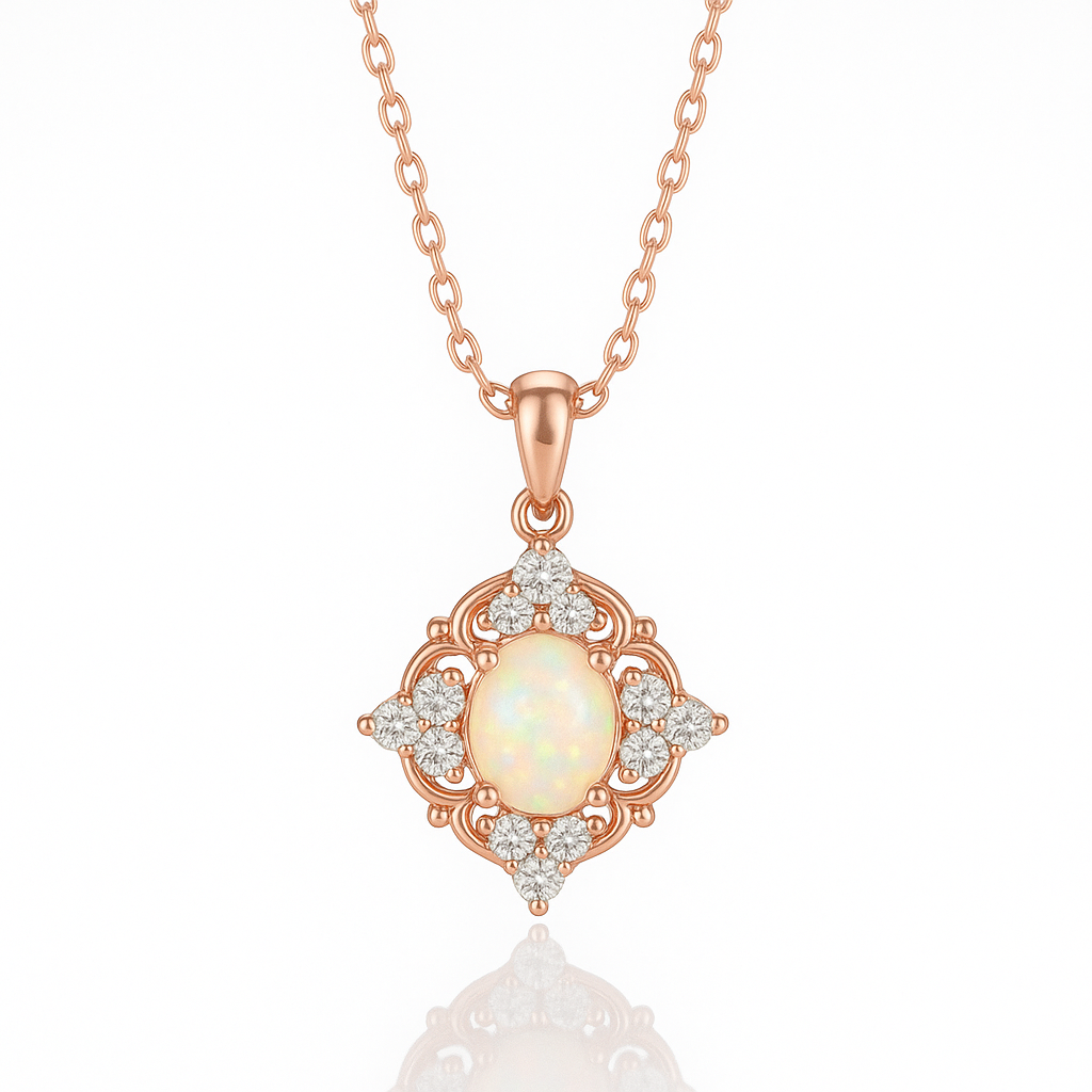 Fia Opal Necklace Rose Gold