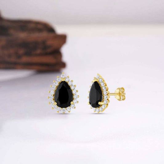 Ina Black Onyx Earrings Gold
