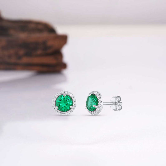 Jia Emerald Earrings Sterling Silver