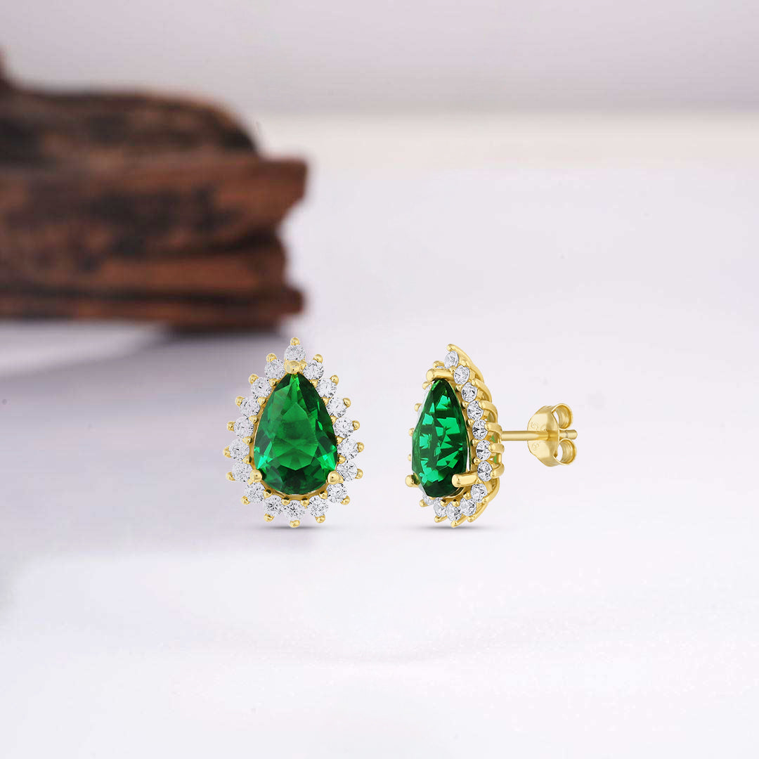 Ina Emerald Earrings Rose Gold