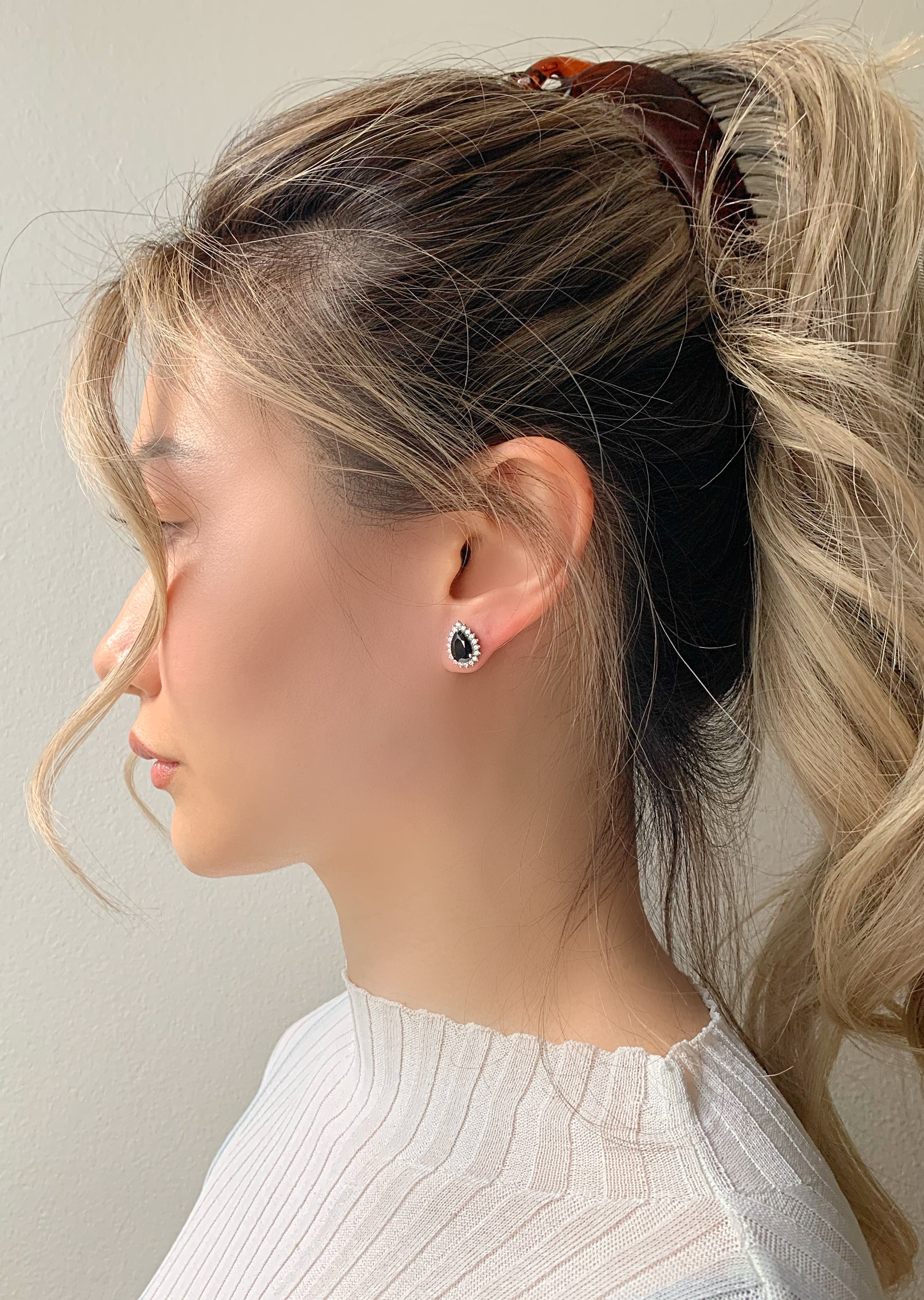 Ina Black Onyx Earrings Rose Gold